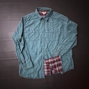 Carbon 2 Cobalt Shirt Mens 2XL Green Teal Long Sleeve Flannel Lightweight 2 Tone